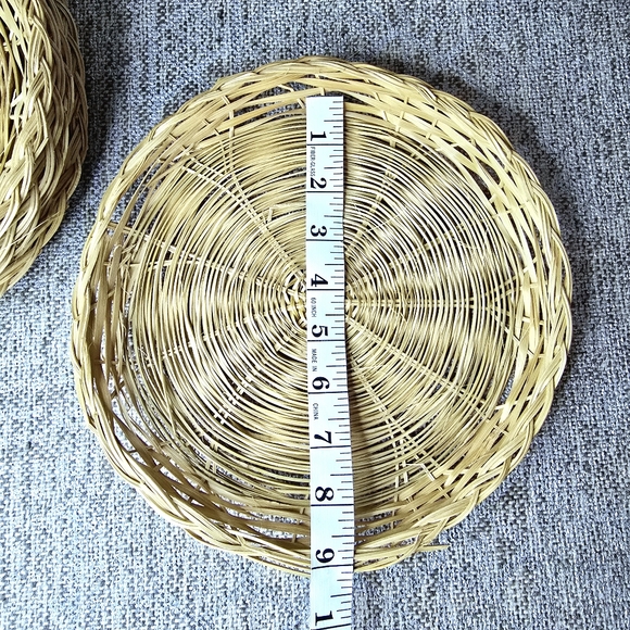 Vintage Wicker Rattan paper plate holders | set of 6 | 1970s boho - Picture 4 of 4